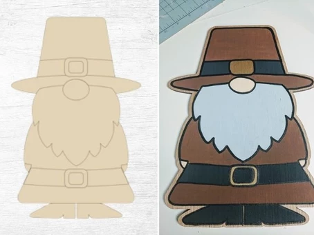 How to Paint a Thanksgiving Pilgrim Gnome Wood Cutout